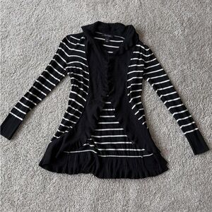 Black and White Striped Cardigan